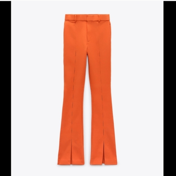 NWT Zara Blogger Favorite Orange Cut Out Flare Pants Size S - Picture 8 of 16